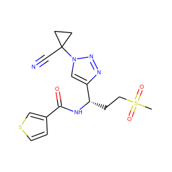 CS(=O)(=O)CC[C@H](NC(=O)c1ccsc1)c1cn(C2(C#N)CC2)nn1 ZINC000095558465