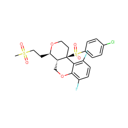 CS(=O)(=O)CC[C@H]1OCC[C@]2(S(=O)(=O)c3ccc(Cl)cc3)c3c(F)ccc(F)c3OC[C@H]12 ZINC000095580652