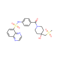 CS(=O)(=O)CC1(O)CCN(C(=O)c2ccc(NS(=O)(=O)c3cccc4nccnc34)cc2)CC1 ZINC000220501967