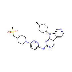 CS(=O)(=O)CC1CCN(c2ccc(Nc3ncc4c5ccncc5n([C@H]5CC[C@H](C)CC5)c4n3)nn2)CC1 ZINC000261192946