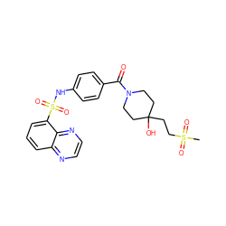 CS(=O)(=O)CCC1(O)CCN(C(=O)c2ccc(NS(=O)(=O)c3cccc4nccnc34)cc2)CC1 ZINC000220521557