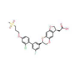 CS(=O)(=O)CCCOc1ccc(-c2cc(F)cc([C@@H]3COc4cc5c(cc4O3)OC[C@H]5CC(=O)O)c2)c(Cl)c1 ZINC000096269878