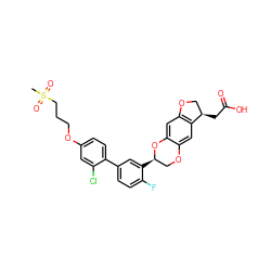 CS(=O)(=O)CCCOc1ccc(-c2ccc(F)c([C@@H]3COc4cc5c(cc4O3)OC[C@H]5CC(=O)O)c2)c(Cl)c1 ZINC000096269880