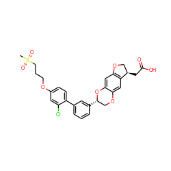 CS(=O)(=O)CCCOc1ccc(-c2cccc([C@H]3COc4cc5c(cc4O3)OC[C@H]5CC(=O)O)c2)c(Cl)c1 ZINC000096269884