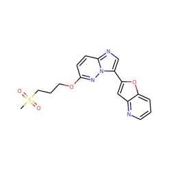 CS(=O)(=O)CCCOc1ccc2ncc(-c3cc4ncccc4o3)n2n1 ZINC000205072998