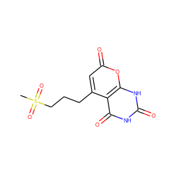 CS(=O)(=O)CCCc1cc(=O)oc2[nH]c(=O)[nH]c(=O)c12 ZINC000084670466