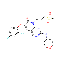 CS(=O)(=O)CCCn1c(=O)c(Oc2ccc(F)cc2F)cc2cnc(NC3CCOCC3)nc21 ZINC000071329796