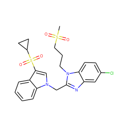 CS(=O)(=O)CCCn1c(Cn2cc(S(=O)(=O)C3CC3)c3ccccc32)nc2cc(Cl)ccc21 ZINC000206905753