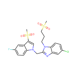 CS(=O)(=O)CCCn1c(Cn2cc(S(C)(=O)=O)c3cc(F)ccc32)nc2cc(Cl)ccc21 ZINC000206895355