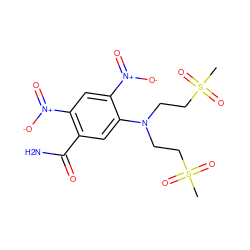 CS(=O)(=O)CCN(CCS(C)(=O)=O)c1cc(C(N)=O)c([N+](=O)[O-])cc1[N+](=O)[O-] ZINC000013761785