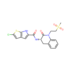 CS(=O)(=O)CCN1C(=O)[C@@H](NC(=O)c2cc3cc(Cl)sc3[nH]2)Cc2ccccc21 ZINC000028818232