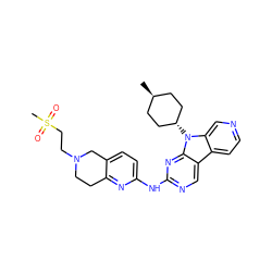 CS(=O)(=O)CCN1CCc2nc(Nc3ncc4c5ccncc5n([C@H]5CC[C@H](C)CC5)c4n3)ccc2C1 ZINC000261130059