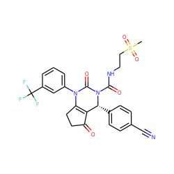 CS(=O)(=O)CCNC(=O)N1C(=O)N(c2cccc(C(F)(F)F)c2)C2=C(C(=O)CC2)[C@H]1c1ccc(C#N)cc1 ZINC001772638160