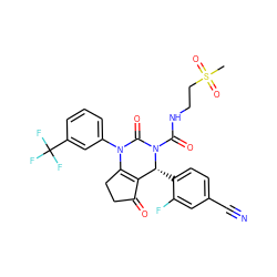 CS(=O)(=O)CCNC(=O)N1C(=O)N(c2cccc(C(F)(F)F)c2)C2=C(C(=O)CC2)[C@H]1c1ccc(C#N)cc1F ZINC001772603799