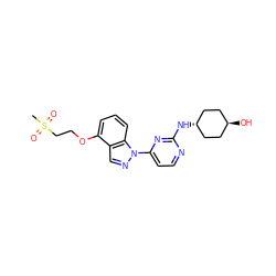 CS(=O)(=O)CCOc1cccc2c1cnn2-c1ccnc(N[C@H]2CC[C@H](O)CC2)n1 ZINC000299845734