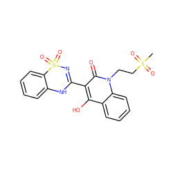 CS(=O)(=O)CCn1c(=O)c(C2=NS(=O)(=O)c3ccccc3N2)c(O)c2ccccc21 ZINC000101077497