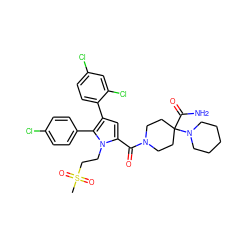 CS(=O)(=O)CCn1c(C(=O)N2CCC(C(N)=O)(N3CCCCC3)CC2)cc(-c2ccc(Cl)cc2Cl)c1-c1ccc(Cl)cc1 ZINC000058582844