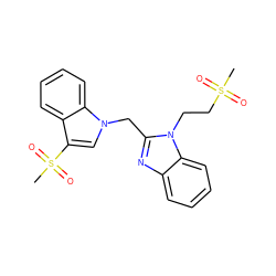 CS(=O)(=O)CCn1c(Cn2cc(S(C)(=O)=O)c3ccccc32)nc2ccccc21 ZINC000206895229