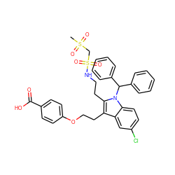 CS(=O)(=O)CS(=O)(=O)NCCc1c(CCOc2ccc(C(=O)O)cc2)c2cc(Cl)ccc2n1C(c1ccccc1)c1ccccc1 ZINC000049833341