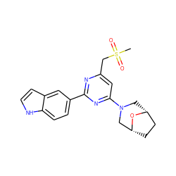 CS(=O)(=O)Cc1cc(N2C[C@@H]3CC[C@H](C2)O3)nc(-c2ccc3[nH]ccc3c2)n1 ZINC000084757714