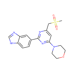 CS(=O)(=O)Cc1cc(N2CCOCC2)nc(-c2ccc3[nH]cnc3c2)n1 ZINC000084757907