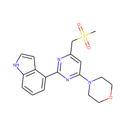 CS(=O)(=O)Cc1cc(N2CCOCC2)nc(-c2cccc3[nH]ccc23)n1 ZINC000084653220