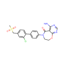 CS(=O)(=O)Cc1ccc(-c2ccc(N3CCOc4ncnc(N)c4C3=O)cc2)c(Cl)c1 ZINC000145078618