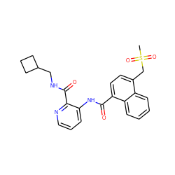 CS(=O)(=O)Cc1ccc(C(=O)Nc2cccnc2C(=O)NCC2CCC2)c2ccccc12 ZINC000095596153