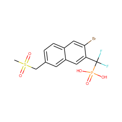 CS(=O)(=O)Cc1ccc2cc(Br)c(C(F)(F)P(=O)(O)O)cc2c1 ZINC000029047636