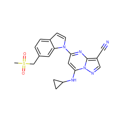 CS(=O)(=O)Cc1ccc2ccn(-c3cc(NC4CC4)n4ncc(C#N)c4n3)c2c1 ZINC000084711899