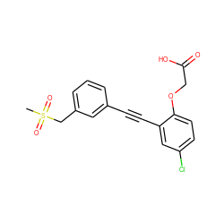 CS(=O)(=O)Cc1cccc(C#Cc2cc(Cl)ccc2OCC(=O)O)c1 ZINC000073196065