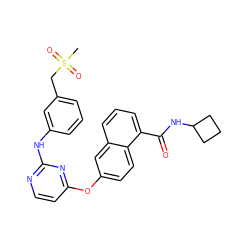 CS(=O)(=O)Cc1cccc(Nc2nccc(Oc3ccc4c(C(=O)NC5CCC5)cccc4c3)n2)c1 ZINC000653782579