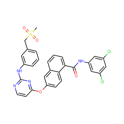 CS(=O)(=O)Cc1cccc(Nc2nccc(Oc3ccc4c(C(=O)Nc5cc(Cl)cc(Cl)c5)cccc4c3)n2)c1 ZINC000653786073