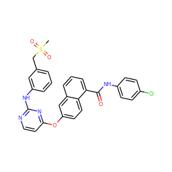 CS(=O)(=O)Cc1cccc(Nc2nccc(Oc3ccc4c(C(=O)Nc5ccc(Cl)cc5)cccc4c3)n2)c1 ZINC000653780401