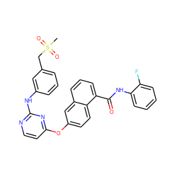 CS(=O)(=O)Cc1cccc(Nc2nccc(Oc3ccc4c(C(=O)Nc5ccccc5F)cccc4c3)n2)c1 ZINC000653803619