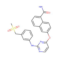 CS(=O)(=O)Cc1cccc(Nc2nccc(Oc3ccc4c(C(N)=O)cccc4c3)n2)c1 ZINC000653811041