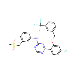 CS(=O)(=O)Cc1cccc(Nc2ncnc(-c3ccc(F)cc3OCc3cccc(C(F)(F)F)c3)n2)c1 ZINC000142046281