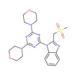 CS(=O)(=O)Cc1nc2ccccc2n1-c1nc(N2CCOCC2)nc(N2CCOCC2)n1 ZINC000073141306