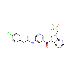 CS(=O)(=O)Cn1cc(C(=O)c2cncc(NC(=O)Cc3ccc(Cl)cc3)c2)c2cncnc21 ZINC000169707864