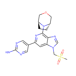 CS(=O)(=O)Cn1cnc2c(N3[C@H]4CC[C@H]3COC4)nc(-c3cnc(N)nc3)cc21 ZINC000299826407