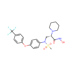 CS(=O)(=O)N(C[C@@H](C(=O)NO)N1CCCCC1)c1ccc(Oc2ccc(C(F)(F)F)cc2)cc1 ZINC000029039899