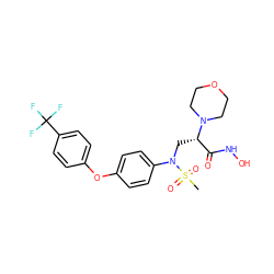 CS(=O)(=O)N(C[C@@H](C(=O)NO)N1CCOCC1)c1ccc(Oc2ccc(C(F)(F)F)cc2)cc1 ZINC000029039852