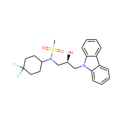 CS(=O)(=O)N(C[C@@H](O)Cn1c2ccccc2c2ccccc21)C1CCC(F)(F)CC1 ZINC000148495012