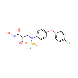 CS(=O)(=O)N(C[C@H](O)C(=O)NO)c1ccc(Oc2ccc(Cl)cc2)cc1 ZINC000029039694