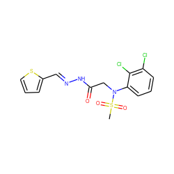 CS(=O)(=O)N(CC(=O)N/N=C/c1cccs1)c1cccc(Cl)c1Cl ZINC000002085042