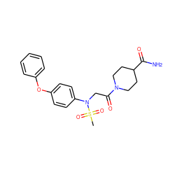 CS(=O)(=O)N(CC(=O)N1CCC(C(N)=O)CC1)c1ccc(Oc2ccccc2)cc1 ZINC000006552723