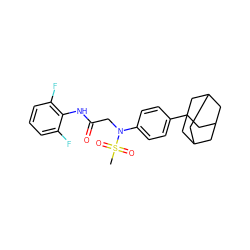 CS(=O)(=O)N(CC(=O)Nc1c(F)cccc1F)c1ccc(C23CC4CC(CC(C4)C2)C3)cc1 ZINC000008682842