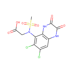 CS(=O)(=O)N(CC(=O)O)c1c(Cl)c(Cl)cc2[nH]c(=O)c(=O)[nH]c12 ZINC000028954058