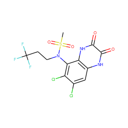 CS(=O)(=O)N(CCC(F)(F)F)c1c(Cl)c(Cl)cc2[nH]c(=O)c(=O)[nH]c12 ZINC000028954116