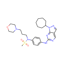 CS(=O)(=O)N(CCCN1CCOCC1)c1ccc(Nc2ncc3cnn(C4CCCCCC4)c3n2)cc1 ZINC000072181274